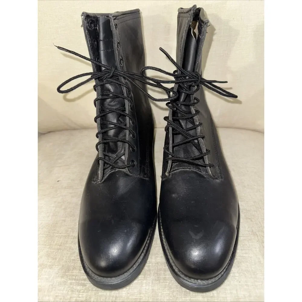 Vintage Addison Shoe Company Black Steel Toe Combat Boots Size 10.5R 1988 EUC